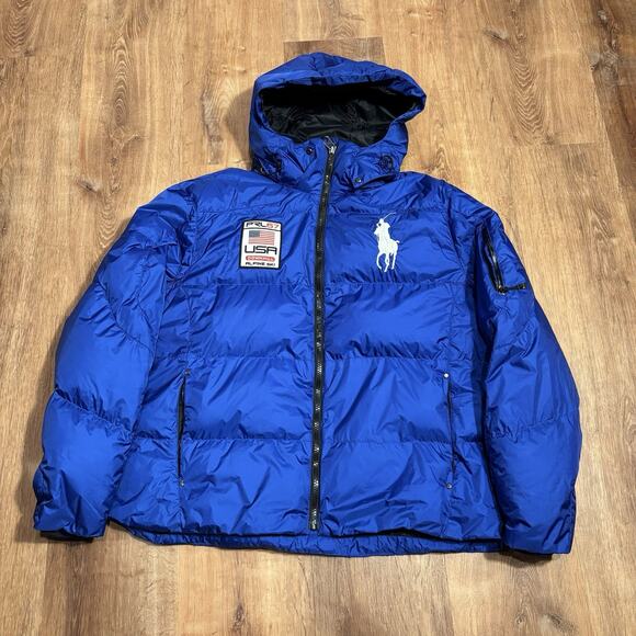 Vintage Polo Ralph Lauren USA Ski Down Puffer Jacket PRL67 Mens